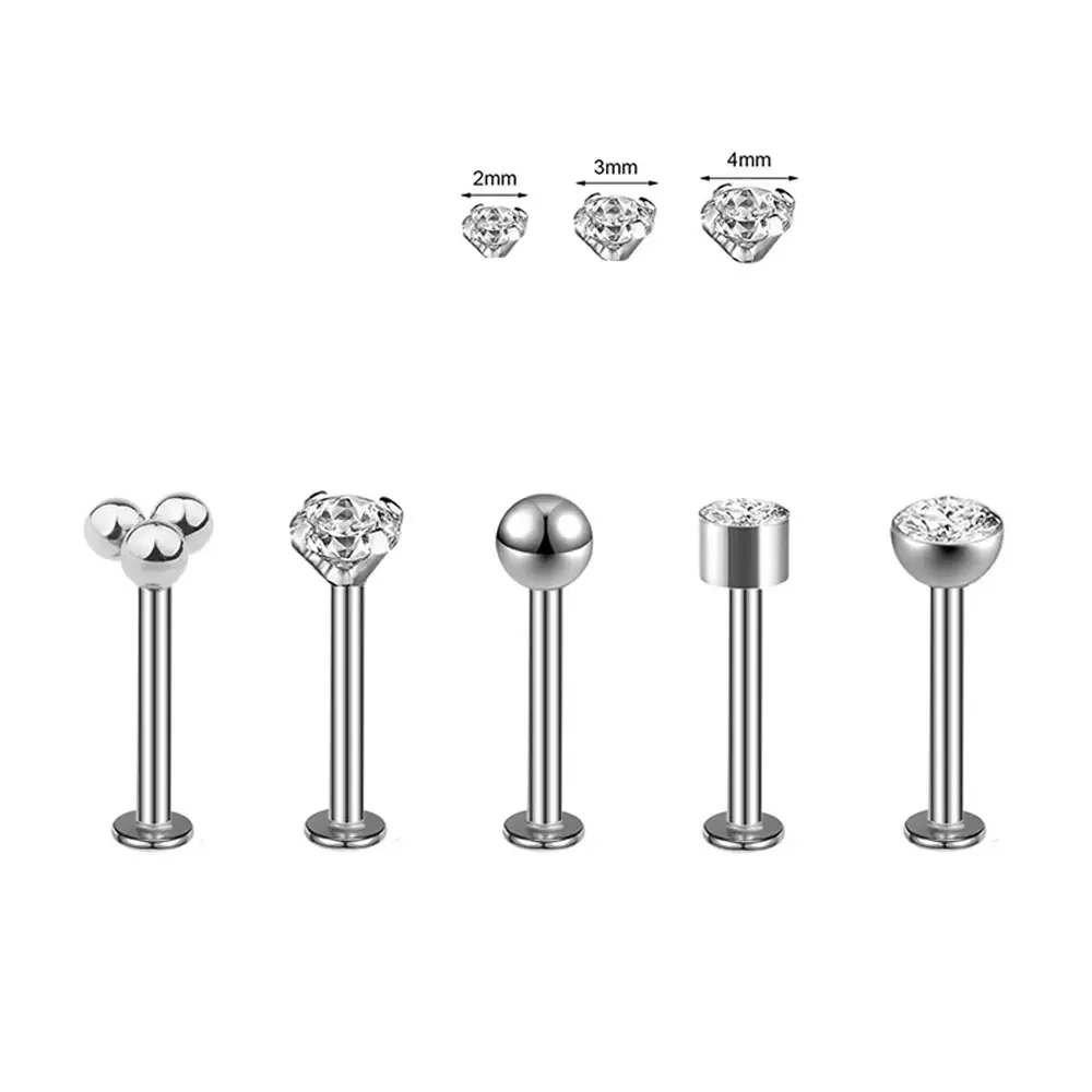 wholesale G23 ASTM F136 titanium pin type studs earrings fashion zircon ear piercing body jewelry