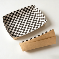 Boîte à collation frite en forme de bateau avec logo personnalisé Boîte à bateau en papier kraft enduit pour côtelettes de poulet et frites