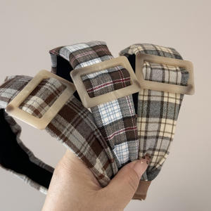 ربطة شعر على الطراز الامريكي كلاسيكية ملونة للقهوة ، ربطة رأس واسعة أنيقة أنيقة مع مشبك مربع ، إكسسوارات للبنات في المدرسة - Product Image 2