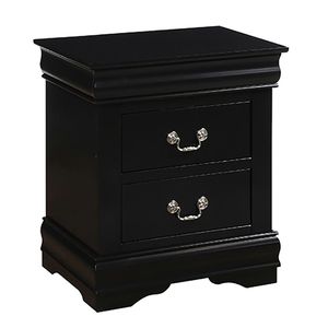 Table de chevet à 2 tiroirs DB Black Meuble de chambre antique moderne avec panneau en MDF pour la maison ou l'hôpital - Product Image 2