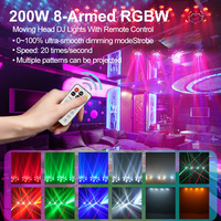 Projecteur Lyre mobile Bee Eye à huit bras 200W, effet LED Bee Eye, Stroboscope RGB pour discothèque, club et spectacle scénique