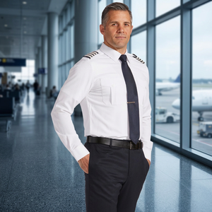 2024 nouveauté chemise pilote à manches longues blanche de haute qualité pour hommes uniformes de compagnie aérienne fabriqués au Bangladesh - Product Image 3