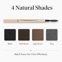 Crayon à sourcils double embout avec pointe de précision pour des traits naturels et pinceau de mélange doux pour un fini naturel, qui définit et remplit