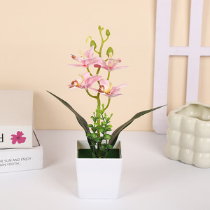 Orchidées Phalaenopsis artificielles en pot Yiwu Datuo Florist, 20x27cm, décor réalistique pour la maison et la décoration des chambres d'hôtes - Product Image 3