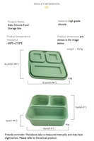 Boîte à bento portable en silicone à 3 compartiments, étanche, pour enfants, pour le transport de repas, sans BPA