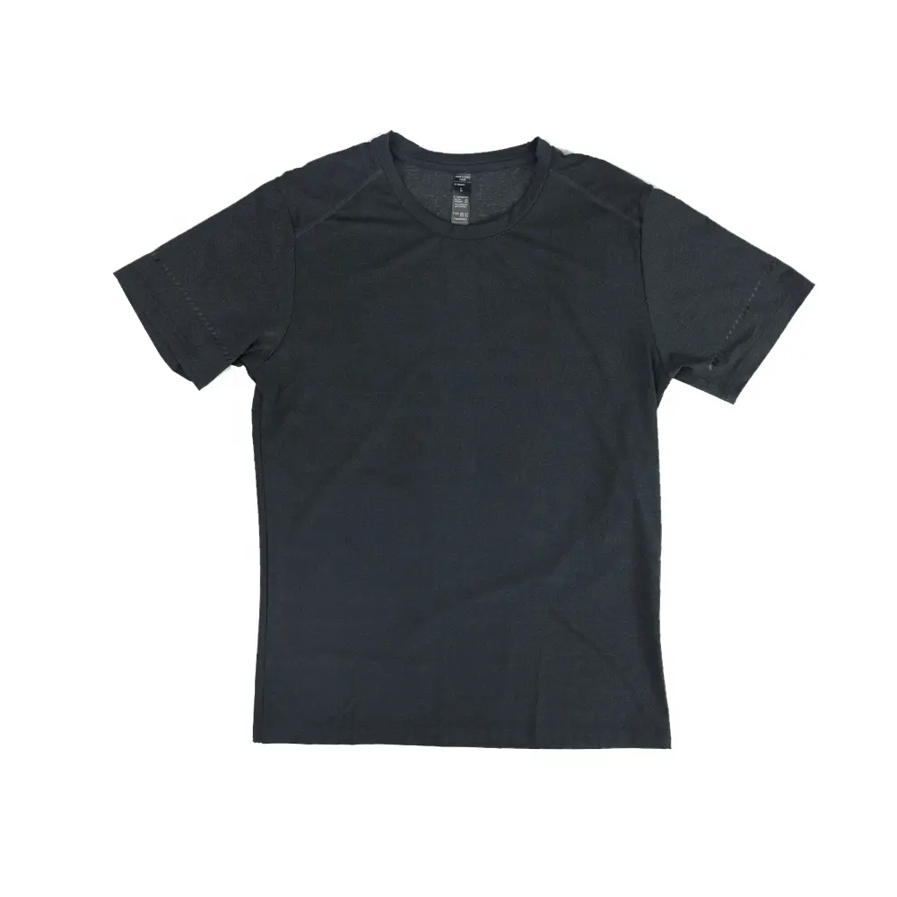 Camiseta negra lisa de manga corta, camiseta de rendimiento de poliéster para hombres, ropa deportiva para entrenamientos, camiseta para hombres