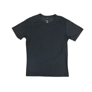Kurzarm schlichtes schwarzes T-Shirt Polyester Leistungst-T-Shirt für Herren Training Sport Sportbekleidung Herren T-Shirt