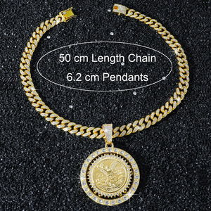 Punk Hiphop Style Multiple Models Circular Pendant Necklace Gold <b>Silver</b> Plated <b>Cuban</b> <b>Link</b> <b>Chain</b> Men's Necklaces Fashion Jewelry - Product Image 4