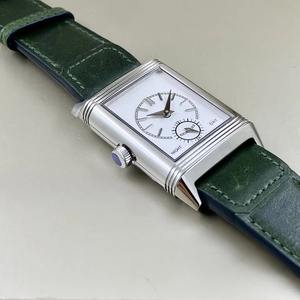 Montre mécanique pour homme de luxe personnalisée, carrée, réversible, double fuseau horaire, cadran vert, bracelet en acier inoxydable et cuir, analogique, étanche - Product Image 5