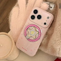 Étui de téléphone magnétique en TPU doré avec motif étoile pour iPhone 16 15 14 13 12 11 - Design Cartoon