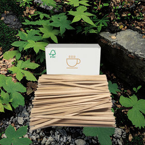 AT PACK 사용자 정의 140mm 플랫 스푼 높은 상자 생분해 자작 나무 대나무 스틱 현대 커피 및 차 우유 - Product Image 2