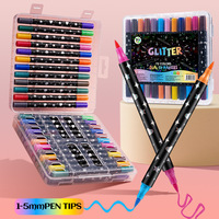 Venta Caliente Nuevo YKEO YK8813 Fabricante Directo Marcador de Doble Punta y Doble Color con Purpurina, Juego de Rotuladores de Punta Suave para Dibujo y Acuarela al por Mayor
