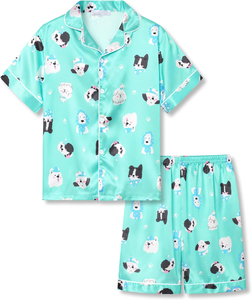 Pigiami estivi da bambina estivi nuovi arrivi pigiami in raso per bambine piccoli e grandi set di abbigliamento per bambini con stampa carina - Product Image 5