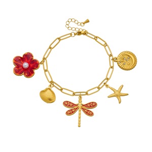 Fashion Charm Bracelet Gold Plated Zinc Alloy Flower Dragonfly Starfish Shell Pendant Women's Jewelry B2140 - Product Image 5