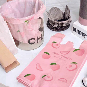 Bolsa de Polietileno Grueso con Cordón y Fuelle Lateral, con Relieve de Corazón Rosa, Reciclable, para Supermercado, Exhibición y Embalaje de Basura - Product Image 3