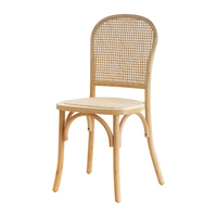 Chaise de salle à manger vintage nordique en rotin naturel, chaise d'appoint moderne sans accoudoirs en bois de hêtre massif pour café et restaurant