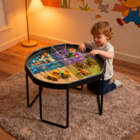 Table Montessori Tuff Tray 4 Zones de Jeu, Table Sensorielle Octogonale en Bois pour Enfants de 3 à 6 Ans, Jeu au Sable et à l'Eau, Apprentissage Précoce
