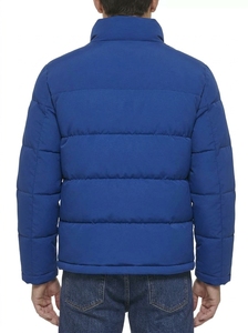 Chaqueta Acolchada para Hombre, Color Azul Marino, con Bloques de Color, Cuello Alto, Cierre de Cremallera, Resistente al Viento, Abrigo Casual de Invierno, Corte Regular, Nueva en Venta - Product Image 2