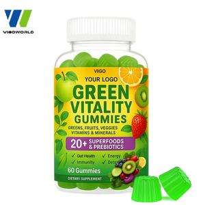 Vigo Vegan Super Green Gummies Superfood Greens con <span class=keywords><strong>Spirulina</strong></span> Superfruit Gummy para el bienestar general - Product Image 1