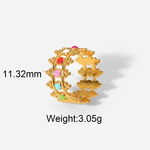 Anillo de plata de primera ley con forma de pera para hombre y mujer, sortija, plata esterlina 18, oro de 18 quilates, esmalte colorido, ajustable, multicapa - Product Image 5
