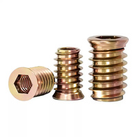 Inserts filetés hexagonaux en acier au carbone zingué, métriques et impériaux, avec bride, pour assemblage de meubles en bois