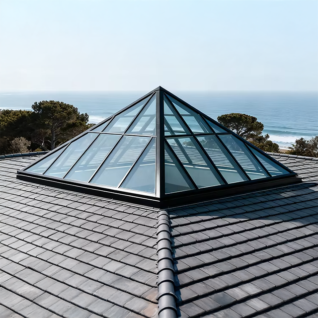 Custom Pyramid Aluminum Glass Automatic Vertical Skylight Window with Strong Structure Weatherproof Energy Saving Modern Design