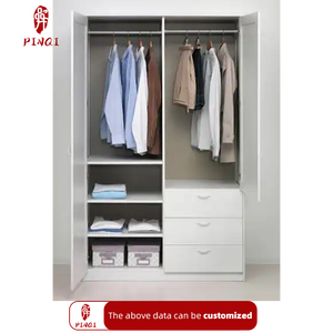 <span class=keywords><strong>Armario</strong></span> de Madera Personalizado de Diseño Nuevo con 2 Puertas y 3 Cajones, <span class=keywords><strong>Armario</strong></span> de Almacenamiento con Estantes, Armarios de Madera Modernos para Dormitorio - Product Image 4