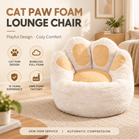 Fauteuil de salon moderne en forme de patte de chat, sans structure, entièrement en mousse, compressé sous vide, pour salon et chambre à coucher