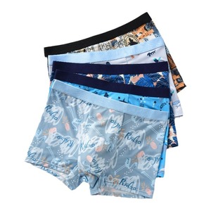 Calzoncillos bóxer ultrafinos de verano con estampado de seda helada para hombre, ropa interior de cuatro esquinas de malla suelta de talla grande, tela de cintura con logotipo personalizado - Product Image 1