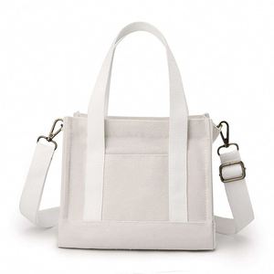<b>Mini</b> Tote Bag With Zipper Pocket and Open Pocket Travel Portable Handbag for Lady Waterproof Canvas Simple Crossbody Purse - Product Image 1
