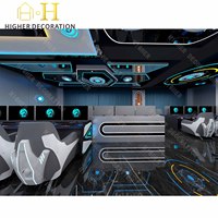 Mur d'affichage de mode LED pour salon e-sports personnalisé, meubles d'exposition Bureaux de jeu en bois pour la décoration intérieure du cybercafé