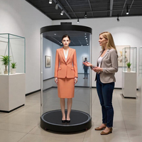 Conserje Humano Digital con IA, Pantalla Holográfica 3D para Vestíbulo de Hotel, Kiosco de Interacción Inteligente con Sistema de Orientación, Gabinete Cilíndrico UHD