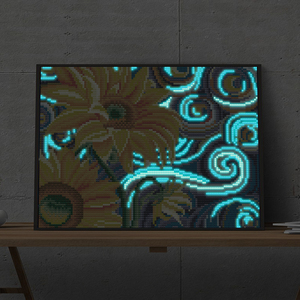 Pintura de diamantes luminosa 5d, venta al por mayor, girasoles <span class=keywords><strong>impresionistas</strong></span>, Kits Diy de diamantes de bordado, decoración de pintura de arte de pared para el hogar - Product Image 3
