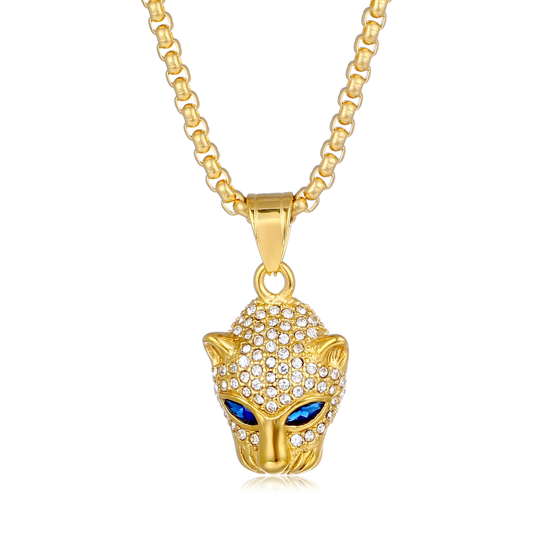 ดวงตาสีฟ้าจี้เดี่ยวสีทอง