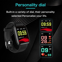 Vente directe d'usine, montre connectée sportive 116+, tracker d'activité, écran IPS, compatible Android, étanche IP-67, Wi-Fi, écouteurs