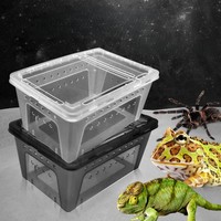 Terrarium en plastique pour reptiles avec plateforme de basking et cachette pour tortue, grenouille, gecko, escargot et habitat d'insectes