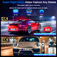 Kamera Mobil DVR HD 4K+4K Lensa Ganda, Black Box Mobil DASHCAM Depan dan Belakang Kamera Ganda 4k WIFI GPS hd DUAL 4K DASH CAM