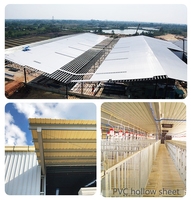 Tuiles UPVC ignifugées utilisées industrielles Isolation en PVC Tôle de toiture creuse Composite à double paroi Tuiles ondulées creuses