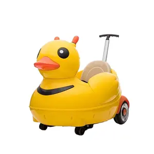 Voiture balançoire en forme de canard jaune pour enfants, véhicule électrique, plastique, poussette pour bébés