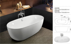 Bañera ovalada acrílica certificada, buena calidad, <span class=keywords><strong>mueble</strong></span> de baño - Product Image 3