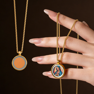 Collar con Colgante <span class=keywords><strong>de</strong></span> <span class=keywords><strong>la</strong></span> <span class=keywords><strong>Virgen</strong></span> María en Relieve 3D Personalizado GIVELUCK, Joyería Religiosa Católica con Camafeo <span class=keywords><strong>de</strong></span> Santos para Venta al por Mayor, Joyería Personalizada - Product Image 6
