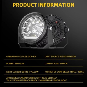 Faro da <span class=keywords><strong>Lavoro</strong></span> LED Rotondo 32W, Faro da Guida Fuoristrada da 4,5 Pollici per Auto, Camion, Jeep Wrangler, Accessori Esterni - Product Image 6