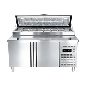 Refrigerador Comercial para Preparación <span class=keywords><strong>de</strong></span> Pizza y Ensaladas con Vitrina <span class=keywords><strong>de</strong></span> Vidrio para Pizzería y Comida Rápida - Product Image 2