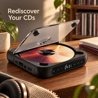 Mini lecteur CD portable avec couvercle transparent, rechargeable, pour albums Kpop, avec haut-parleurs sans fil, OEM ODM, vente en gros