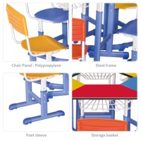 Système de bureau d'étude hexagonal modulaire pour enfants, 6 pièces, fournitures scolaires pour la classe française, table réglable confortable