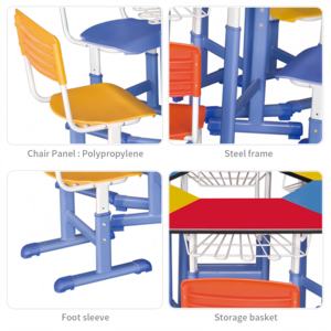 Système de bureau d'étude hexagonal modulaire pour enfants Fournitures Scolaires de salle de classe française 6 pièces Table pour étudiants - Product Image 2