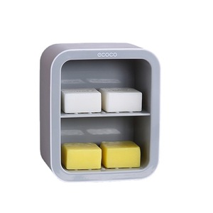 Ecoco Jabonera cuadrada de plástico para montar en la pared con ventosa para baño, estante para jabón de varias capas - Product Image 1