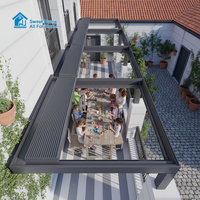 Pergola en aluminium écologique Sweet Home, résistante au vent, avec toit rétractable motorisé à lamelles, imperméable et offrant une protection UV