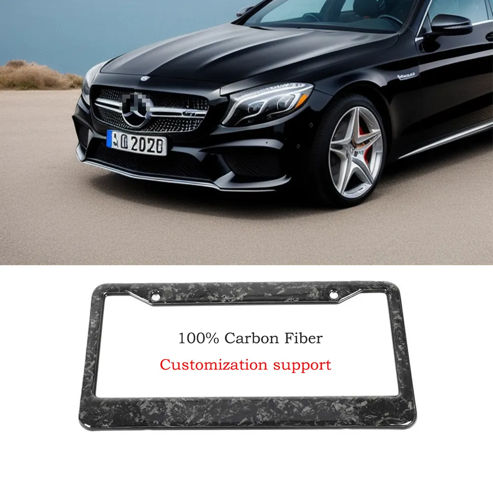 Accessoires de voiture américaine Cadre de plaque d'immatriculation en fibre de carbone