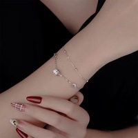 Bracelet double couche ajusté à la taille, perles de luxe léger, sensation haut de gamme, entièrement pavé de pierres de diamant, design de niche tendance, style romain